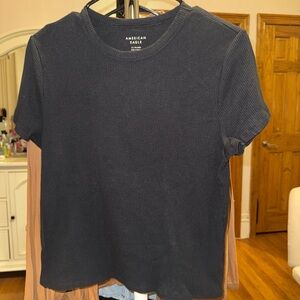 American Eagle Black Ribbed T-Shirt